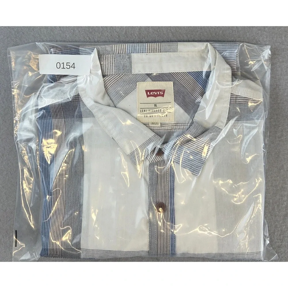 Levis Men's Blue White Plaid Long Sleeve Button Down Shirt XL Casual Lightweight